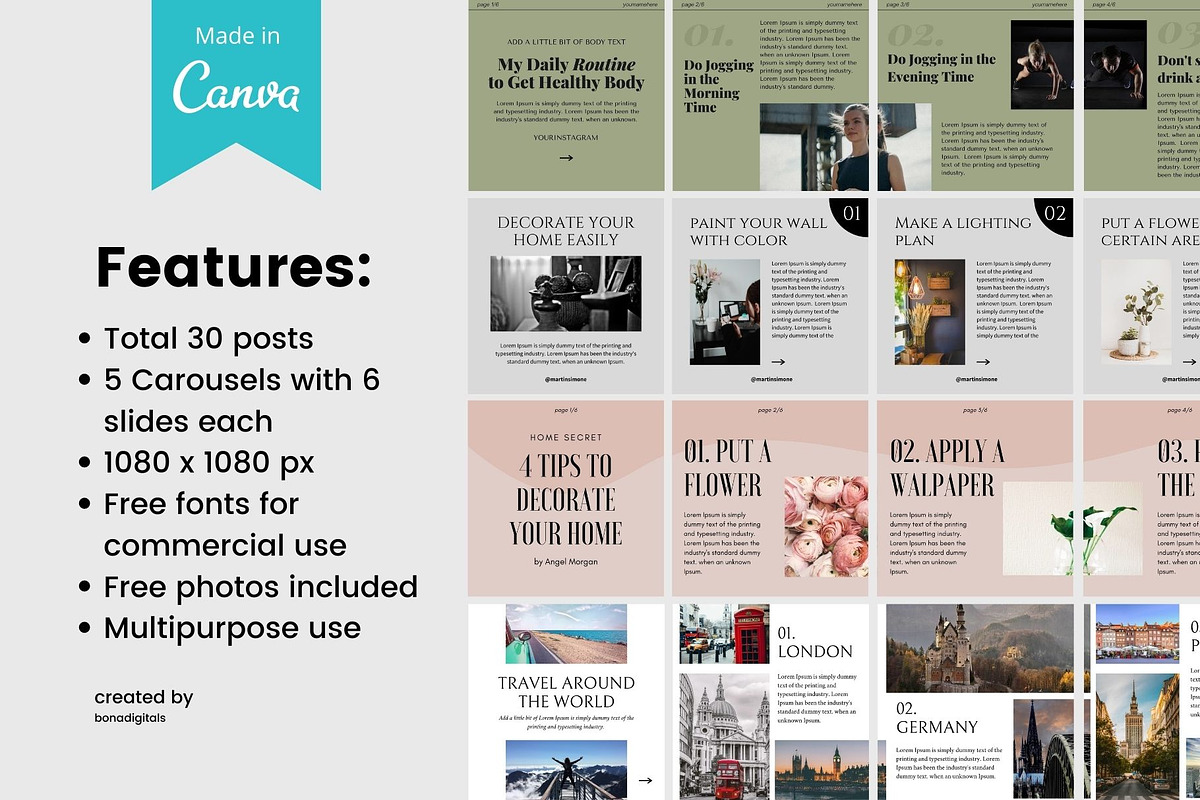 Instagram Carousel Vol. 5 | CANVA, a Social Media Template by bonadigitals (Photo 2 of 7)