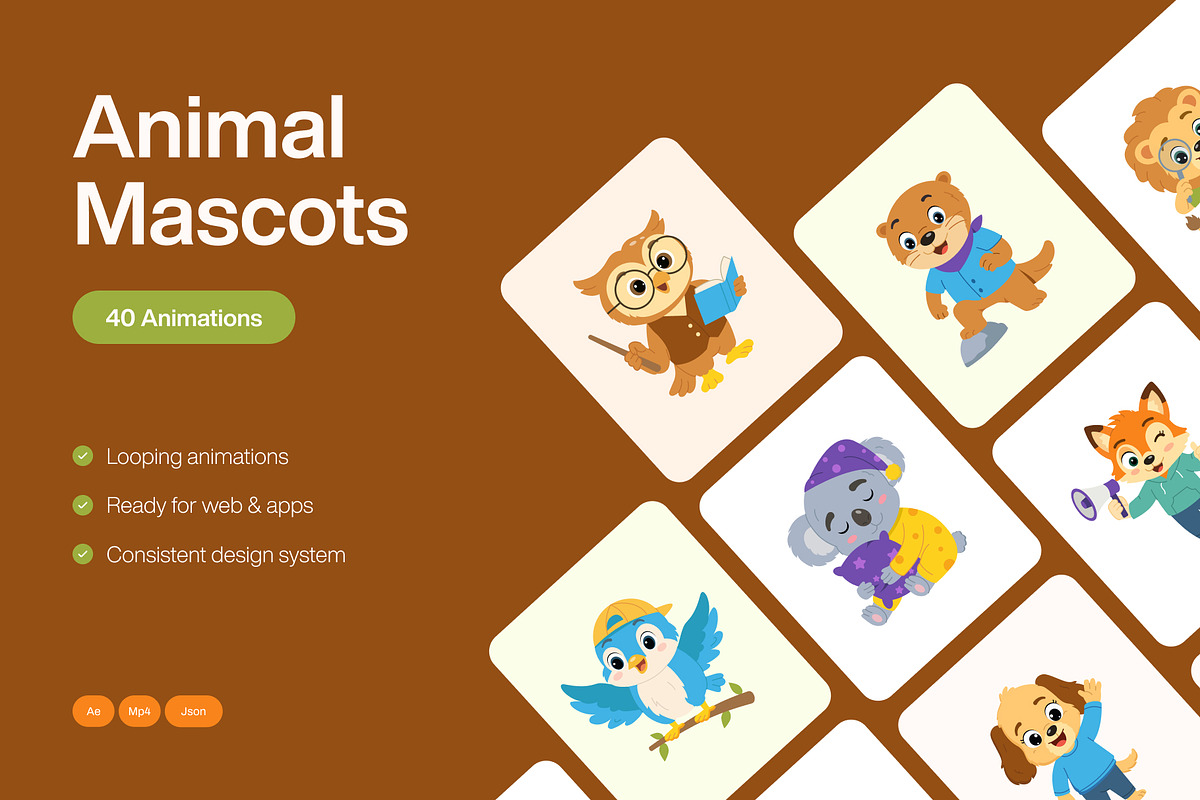 40 Animated Animal Mascot, an Animal Illustration by Brickclay (Photo 1 of 4)