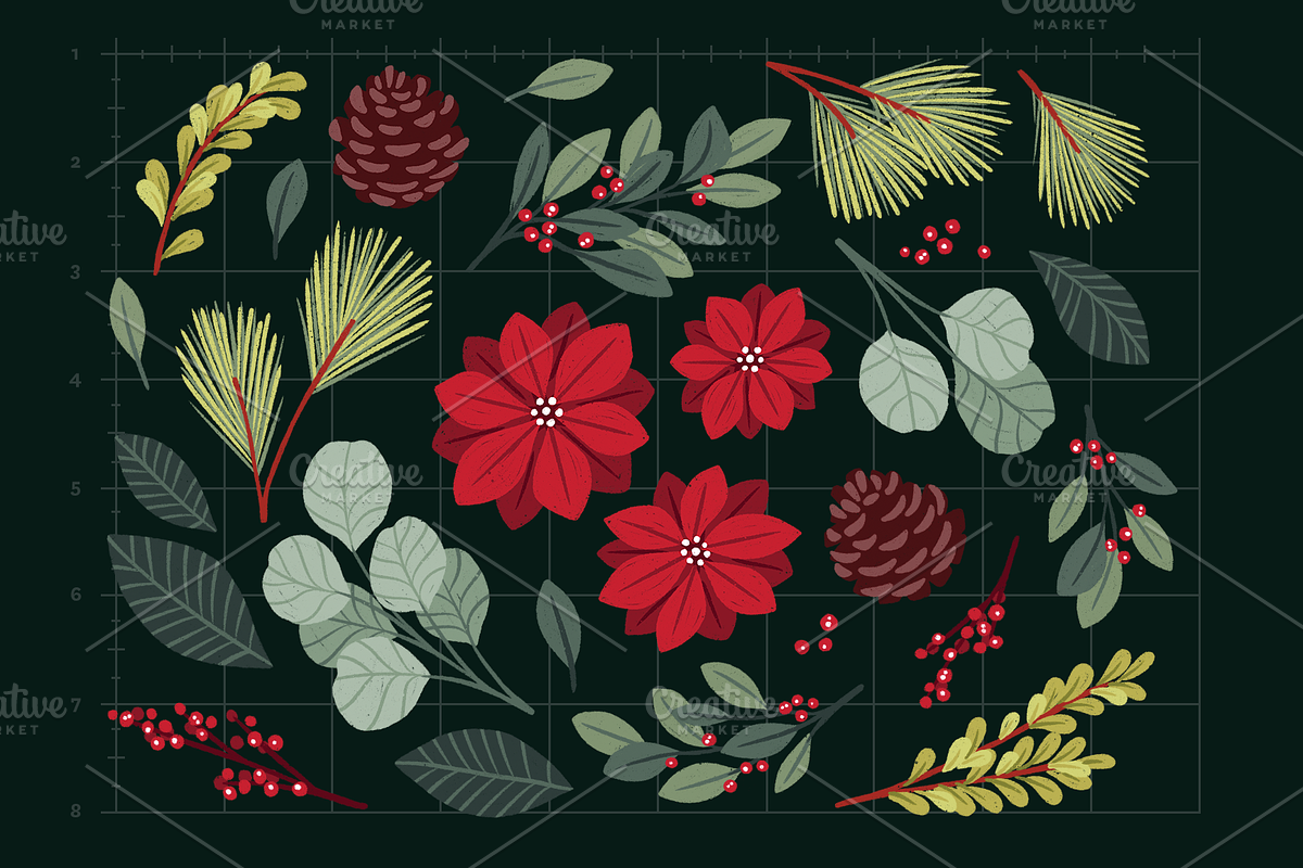 Holiday Greenery Illustrations, an Illustration by rabeccky (Photo 3 of 5)
