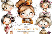 Flowers and Girls Clipart Bundle, an Illustration by DreamCafeArt (Thumbnail 1 of 8)