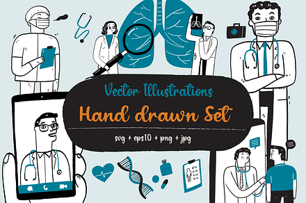 Hand-drawn Vector healthcare Set, a Healthcare Illustration by Huza Studio