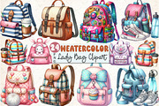 Back To School lady Bag Clipart, a Seasonal Illustration by Rose Art (Thumbnail 1 of 4)