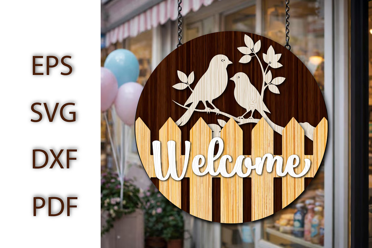 Welcome Birds Sign Laser Cut, a Graphic by Creative Art (Photo 1 of 4)