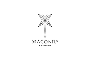 Insect Dragonfly Polygonal Line Logo