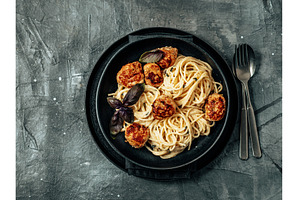 Meatballs Pasta Carbonara, a Food & Drink Photo by Fascinadora