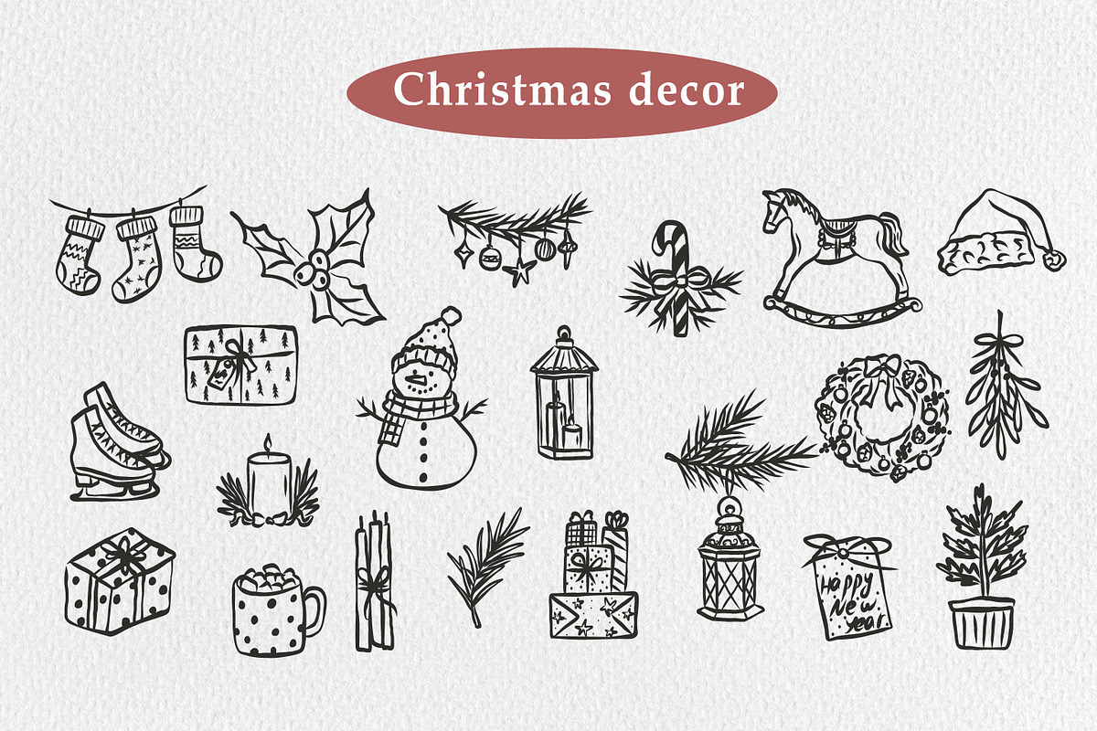 Hand drawn retro Christmas, an Object Illustration by RaDavCrafts (Photo 8 of 9)