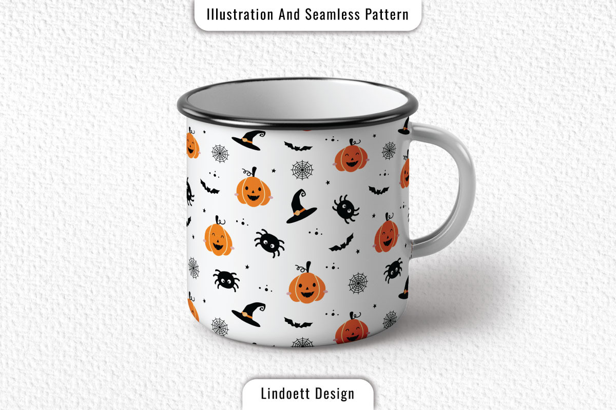 Halloween pattern with cute pumpkins, a Pattern Graphic by lindoet23 (Photo 2 of 3)