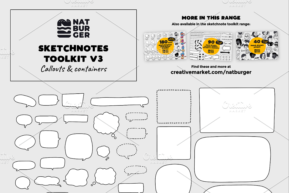 Hand drawn callouts & speech bubbles, a Work Illustration by NatBurger (Photo 2 of 2)