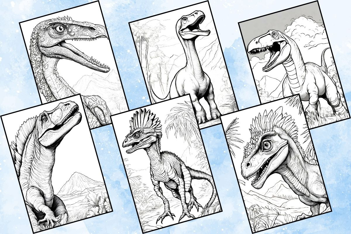 Dinosaur Coloring Pages for Kids, an Animal Illustration by Catchy Ideaz (Photo 2 of 3)