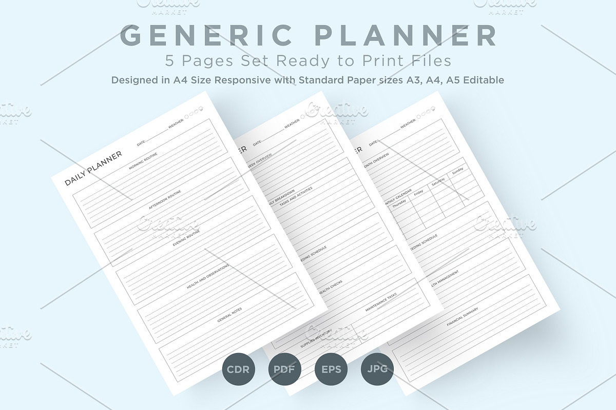 Generic Planning Pages Set V-19, a Stationery Template by shahsoft (Photo 1 of 3)