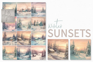 Winter Sunset Paintings