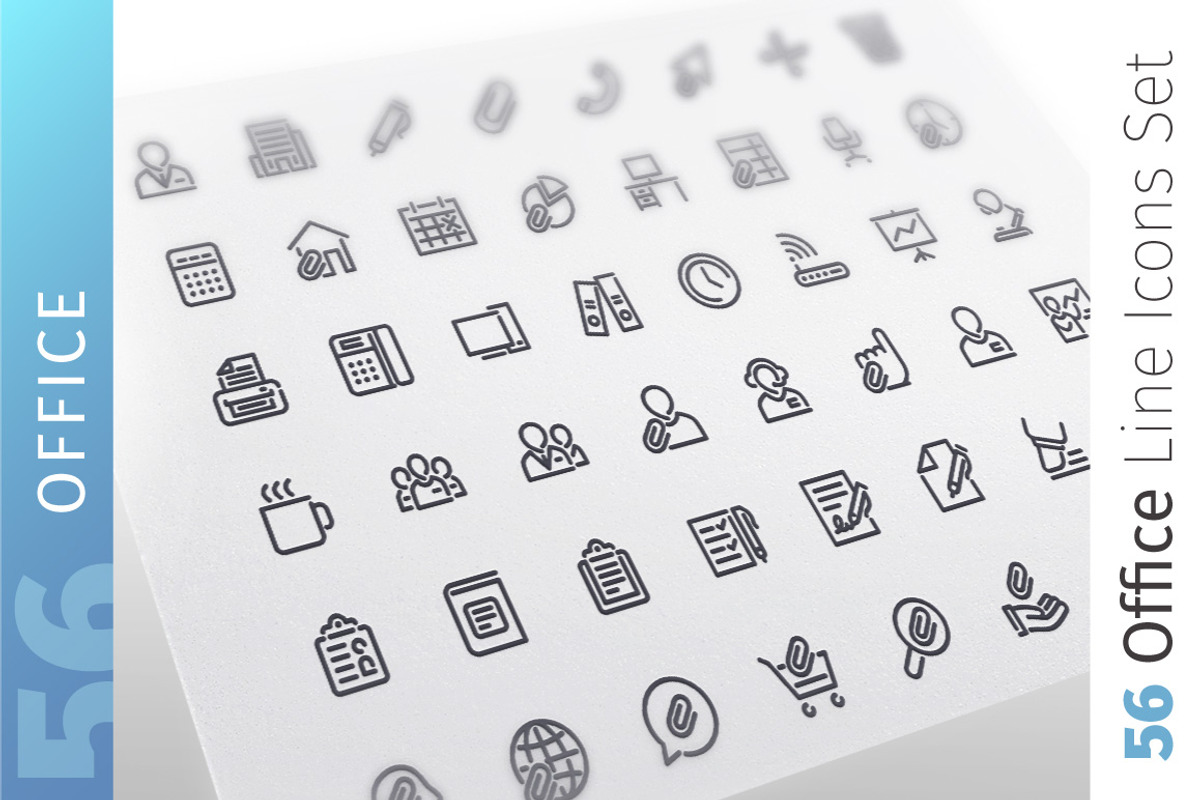Office Line Icons Set, an Outline Icon by Voysla's Shop (Photo 1 of 4)