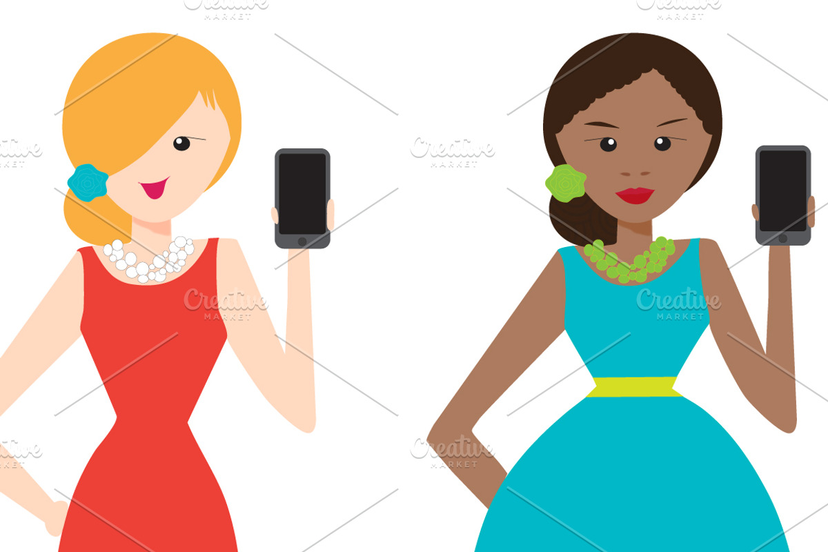Social Girls on Phone, an Illustration by eightcrazy (Photo 2 of 3)