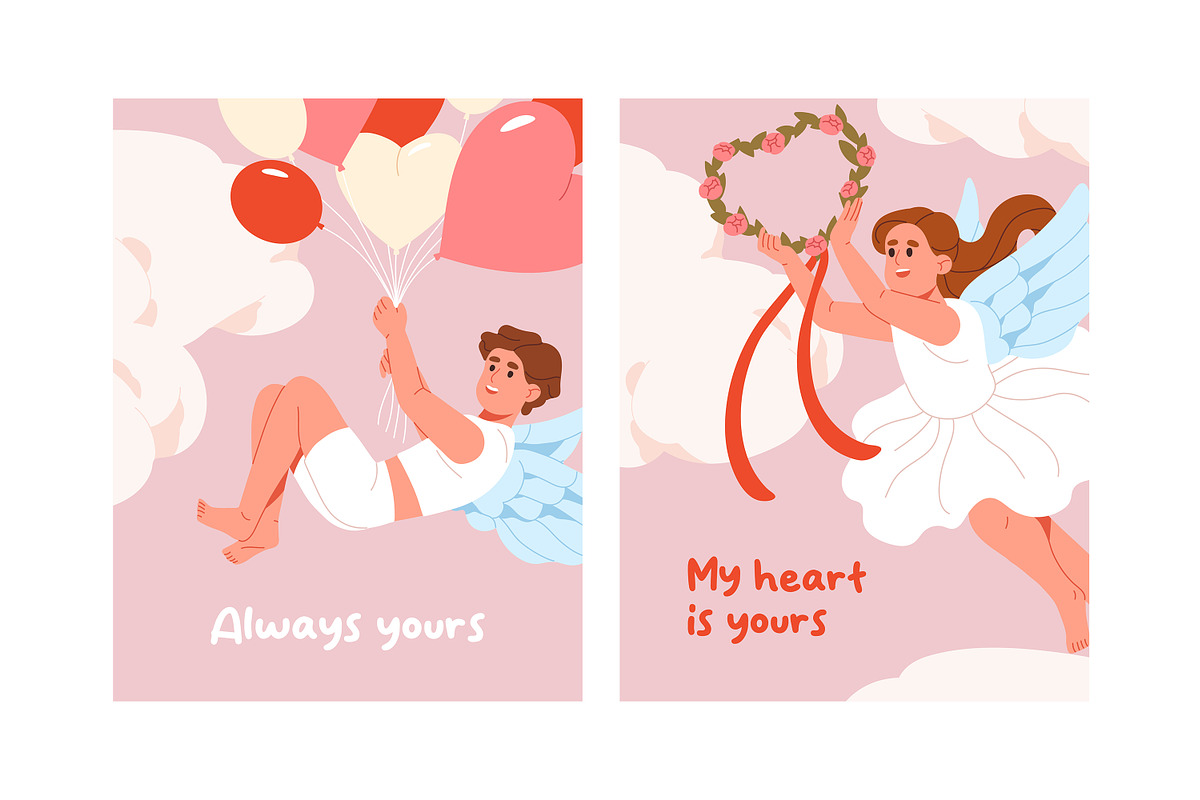 Cupids set, Valentine's Day cards, a Person Illustration by PaperTrident (Photo 11 of 14)