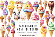 Ice Cream Cone Clipart, an Illustration by CreationArt (Thumbnail 1 of 9)