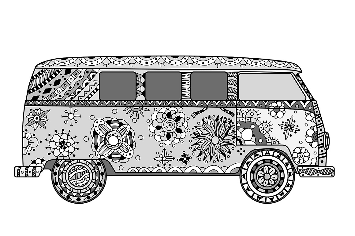 van in Tangle Patterns style, an Illustration by IllustrationArtShop