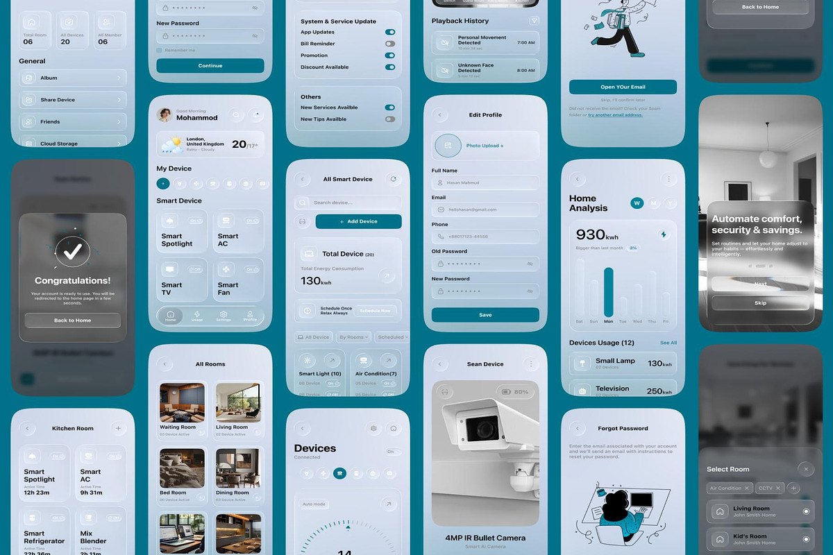 HomeQ - Smart Home App UI Kit, an UI Kit Template by Creative Perspective (Photo 7 of 8)