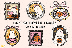 Cozy Halloween Frames PNG Clipart, a Seasonal Illustration by LemonDesign