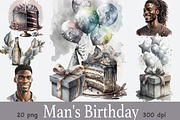 Mans Birthday Clipart Black Man PNG, a Person Illustration by GlamArtZhanna (Thumbnail 1 of 5)