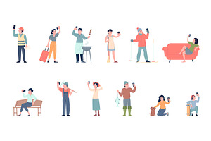Selfie characters. People with, a Person Illustration by LadadikArt