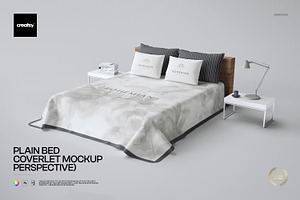 Plain Bed Coverlet Mockup
