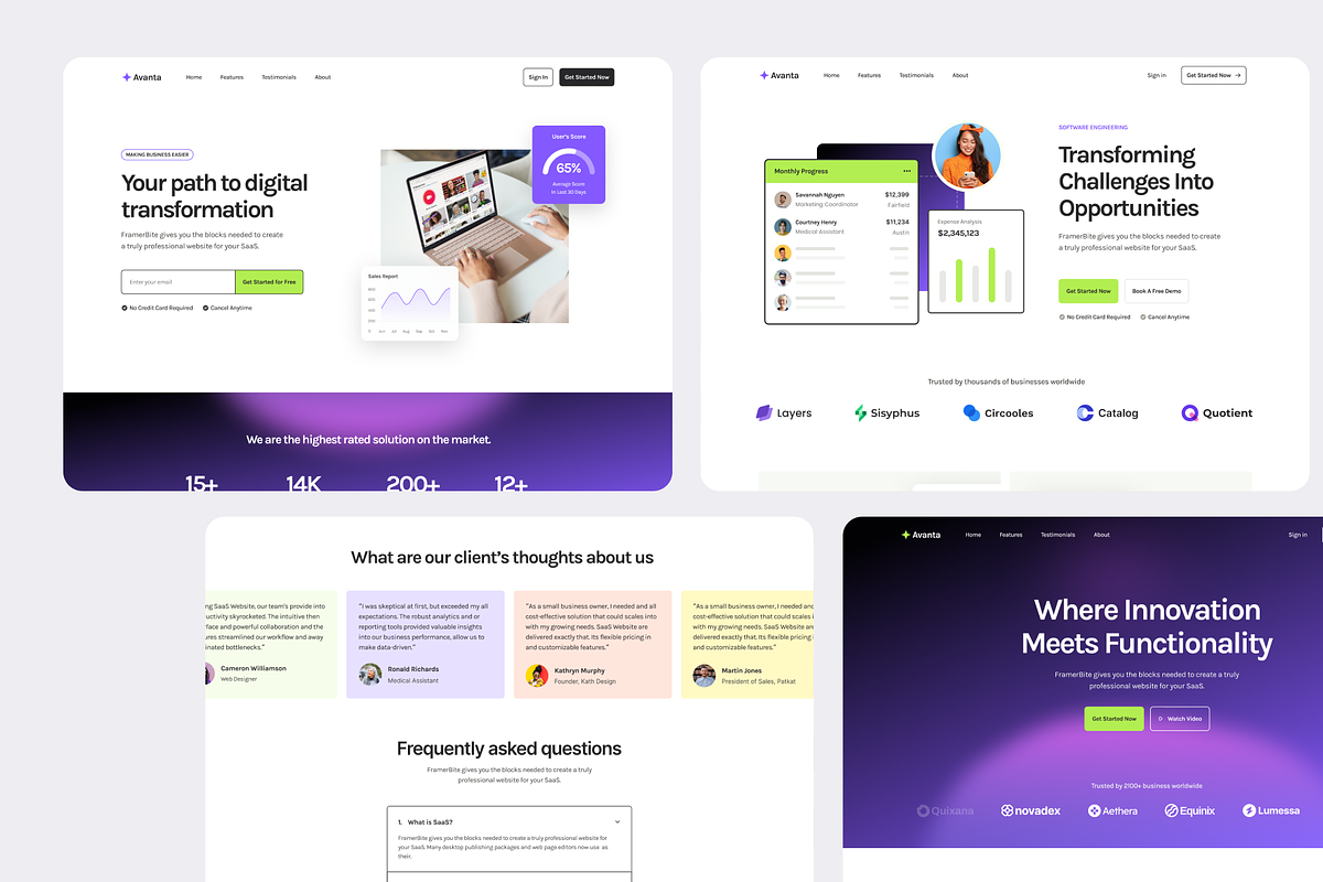 Avanta - Multi-Layout SaaS Figma, an UI Kit Template by FinestDevs (Photo 5 of 8)