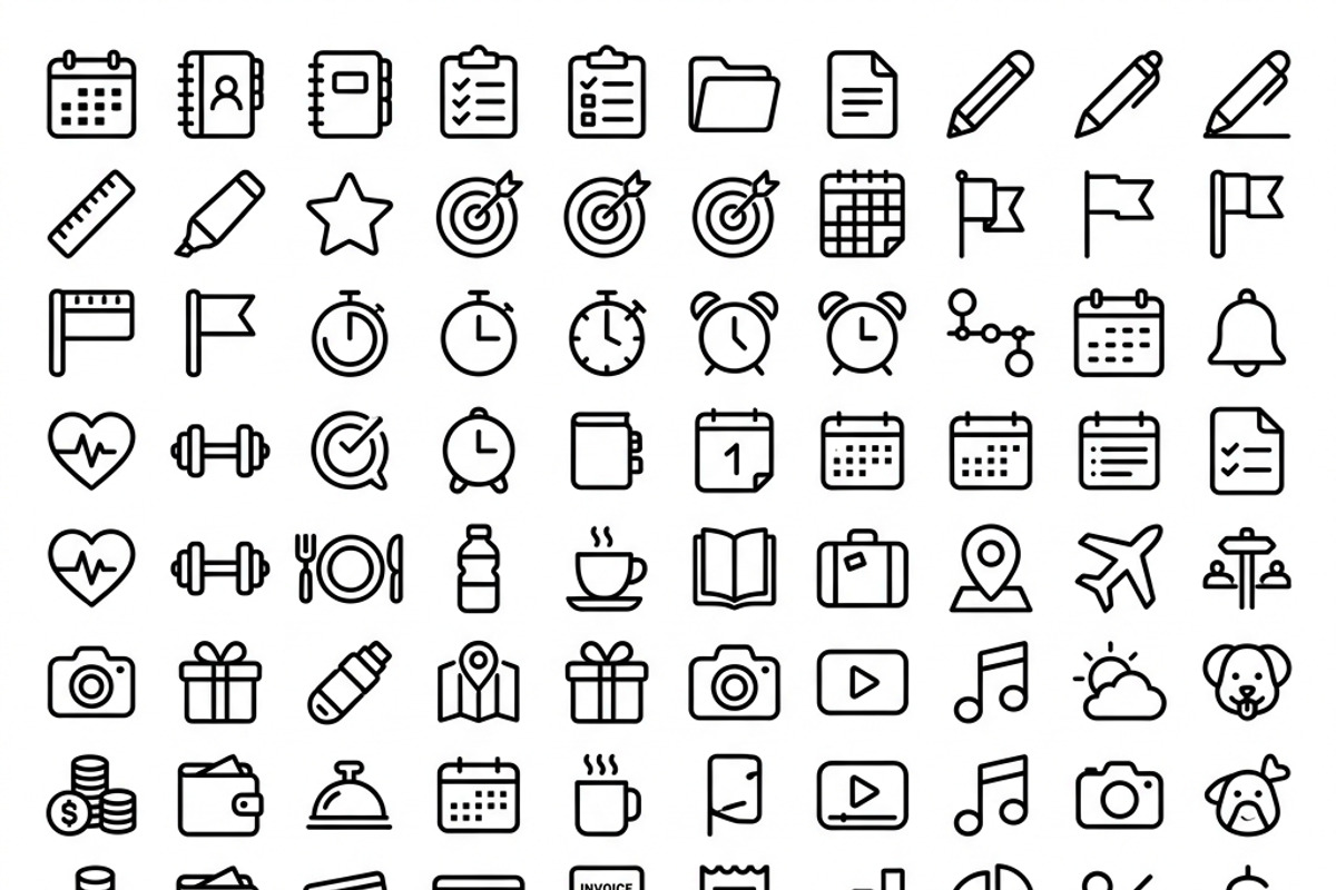 39 Digital Planner Outline Icons, an Outline Icon by adenpinkstore (Photo 2 of 7)
