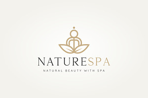 Nature Wellness Spa Line Art Logo