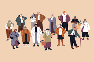 Modern senior people crowd, a Person Illustration by PaperTrident