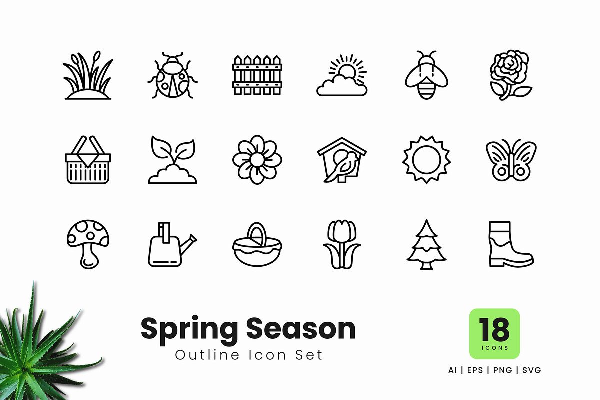 Spring Season Outline Icons, an Outline Icon by Zeer Graphic (Photo 2 of 2)