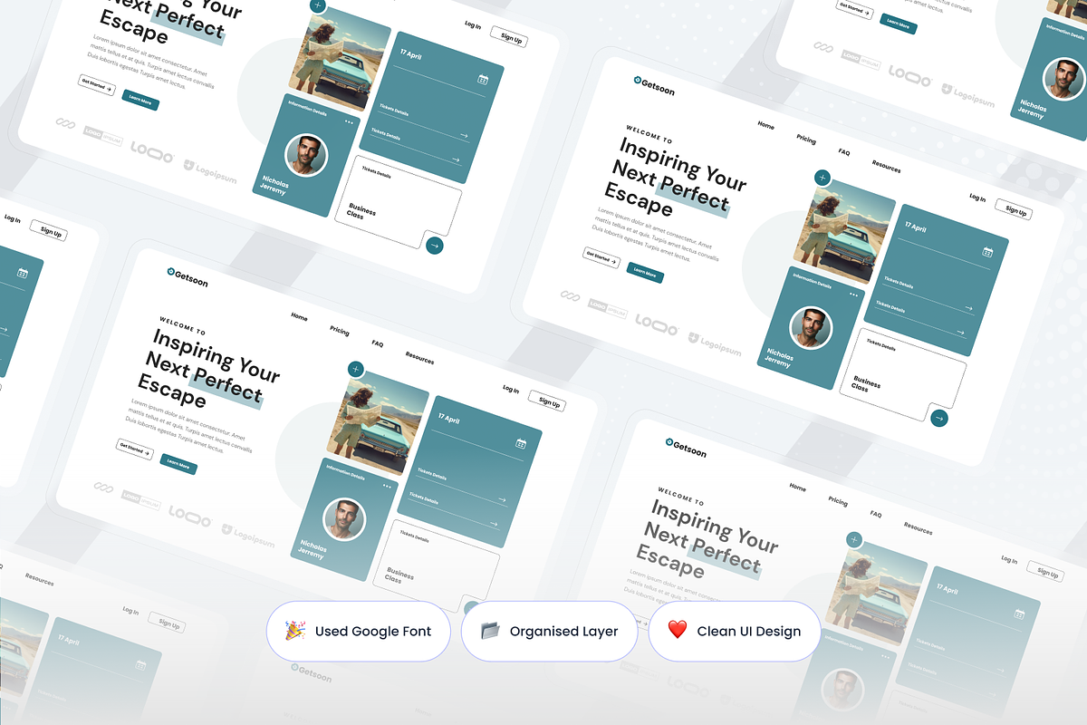 Getsoon-Travel Agency Hero Header, an UI Kit Template by SquidPixey (Photo 2 of 3)