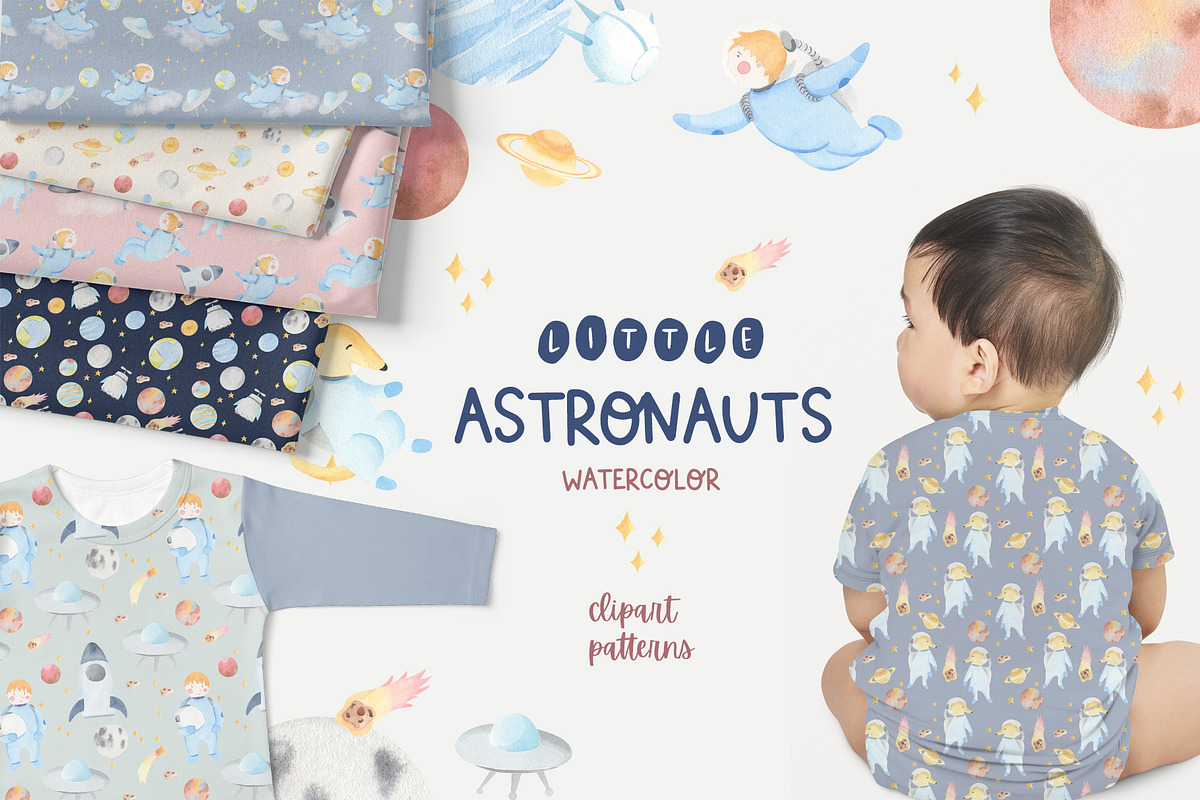 Little Astronauts - Space Watercolor, an Illustration by natalisart (Photo 1 of 8)
