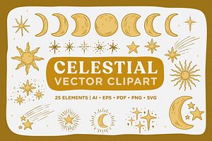 Cute Celestial Vector Clipart Pack
