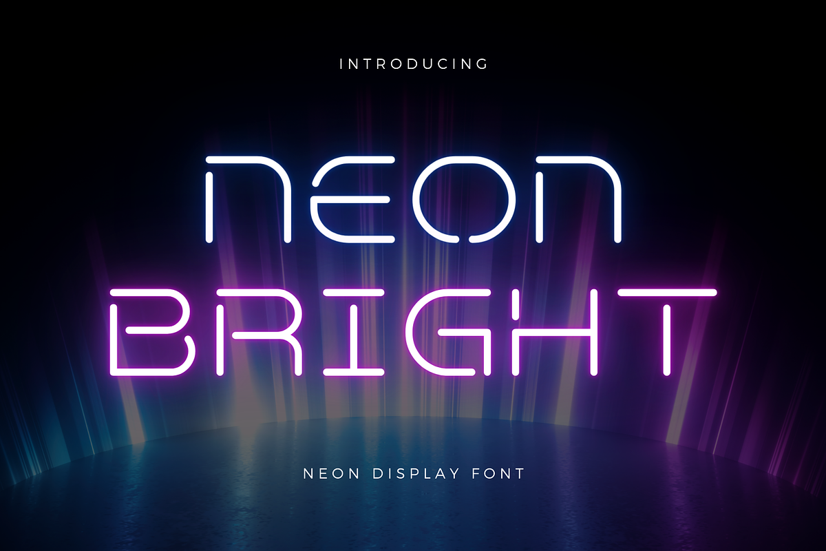 Neon Bright – Neon Display Font, a Sans Serif Font by Sronstudio (Photo 1 of 14)