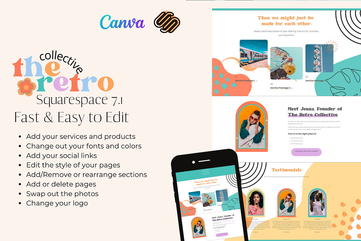 Squarespace 7.1 Theme: Retro, a Landing Page Template by tinathetinybeana (Photo 4 of 8)