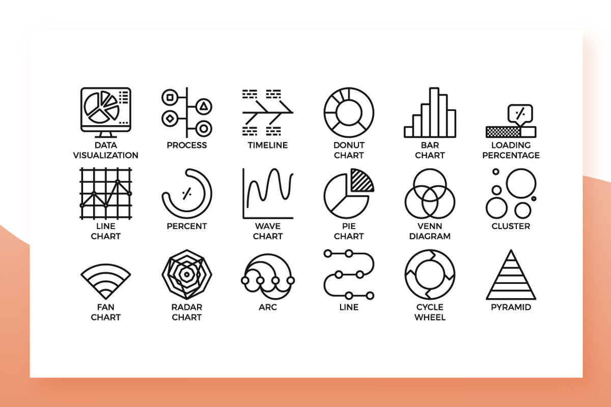 Data Visualization Icons, an Outline Icon by Becris (Photo 2 of 3)