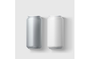 blank metal beer cans on white back, a Food Illustration by IfH
