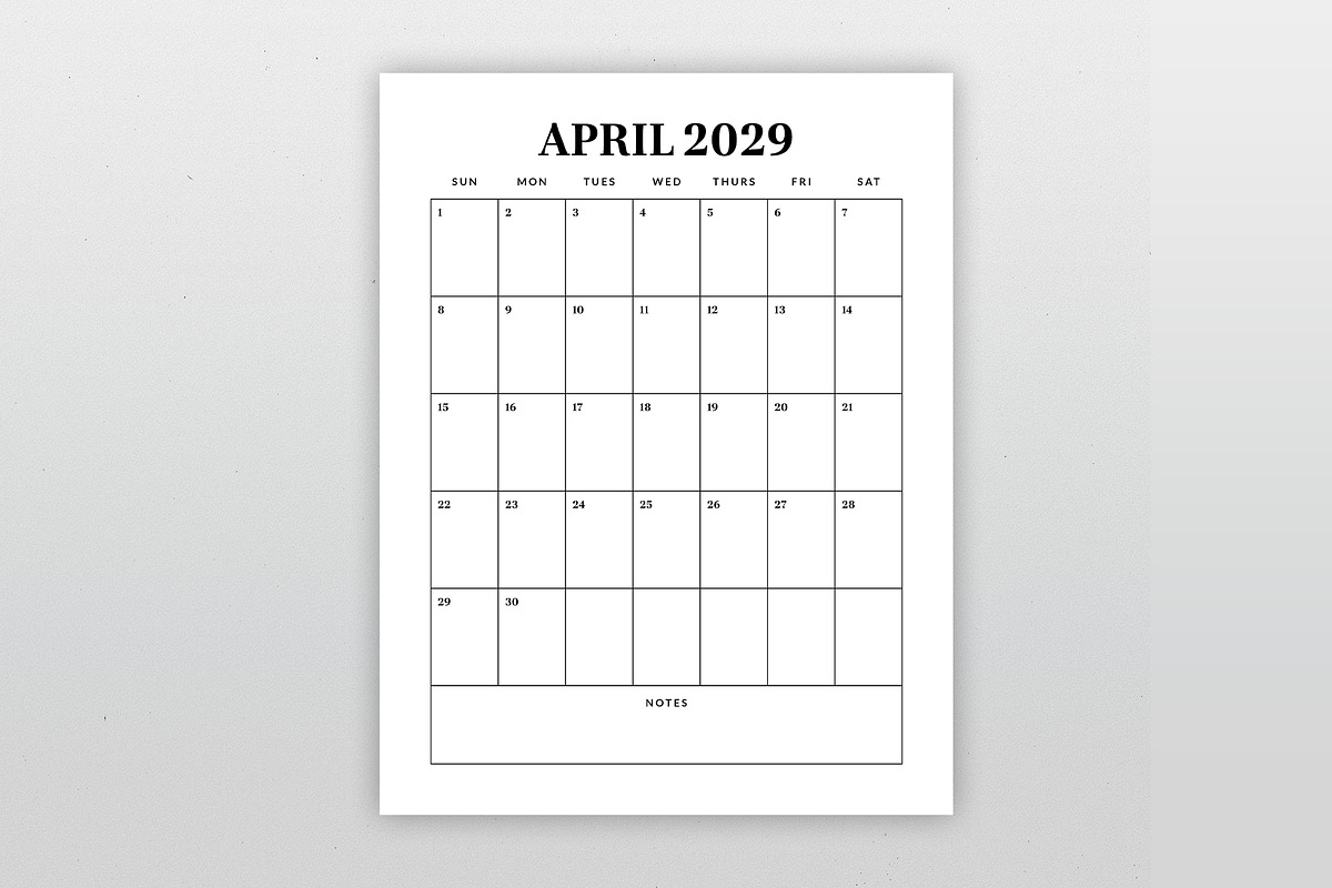 2029 Vertical 8.5x11 Inch Calendar, a Stationery Template by Running With Foxes (Photo 2 of 5)