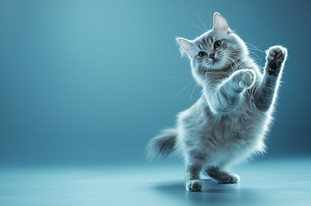 Cat standing on two paws. Concept, an Animal Photo by MistyDay