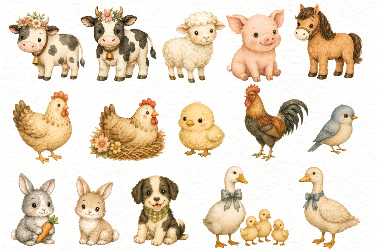 Farm Animals Clipart, an Animal Illustration by Villa 11 Estudio (Photo 2 of 7)