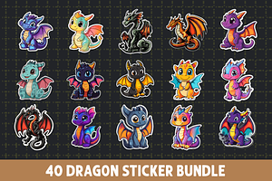 Cute Dragon Sticker Bundle PNG
