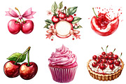 Cherry Fruit Clipart, Berries Cherry, an Illustration by Watercolor design (Thumbnail 3 of 5)