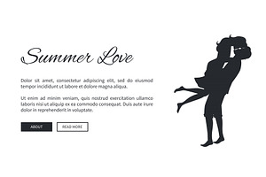 Summer Love Web Banner With Kissing