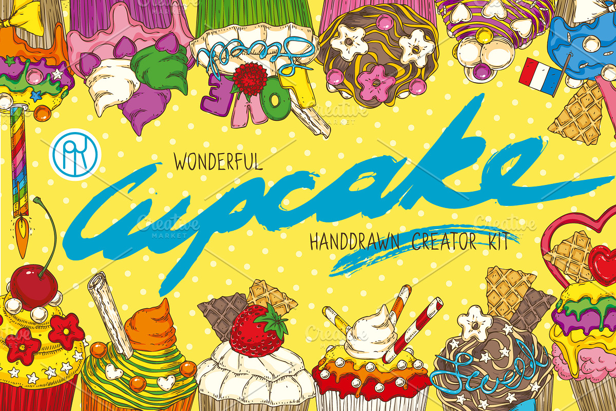 Cupcake. Hand Drawn Creator Kit, a Decorative Illustration by DeepFuze (Photo 1 of 6)