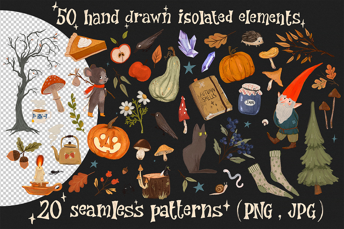 Magic Season Elements and Patterns, a Seasonal Illustration by Kokoshka (Photo 2 of 15)