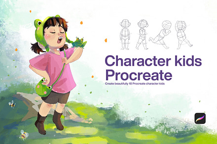 10 Character Kids Stamps Procreate, a Brush Add-On by CCPreset