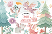 Cute Dragon Watercolor Clipart, an Object Illustration by TatiMockup (Thumbnail 1 of 4)