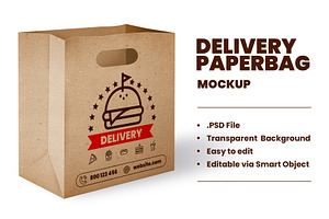 Delivery Paper Bag Mockup