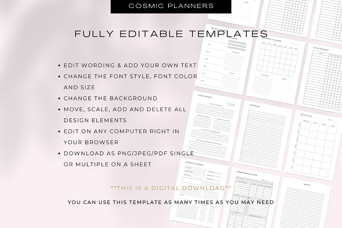 Productivity Planner Canva Templates, a Templates & Theme by Cosmic Design (Photo 5 of 7)