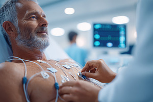 Patient undergoing ECG test in hospital setting, a Health & Medical Photo by AlyaAnd